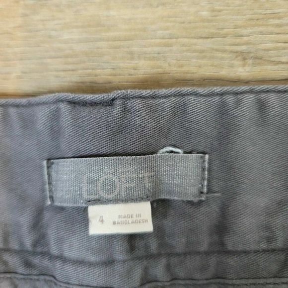 LOFT Ann Taylor Jeans Gray Solid Casual Cotton Pants Straight Leg Flat Front 4 - Picture 4 of 9